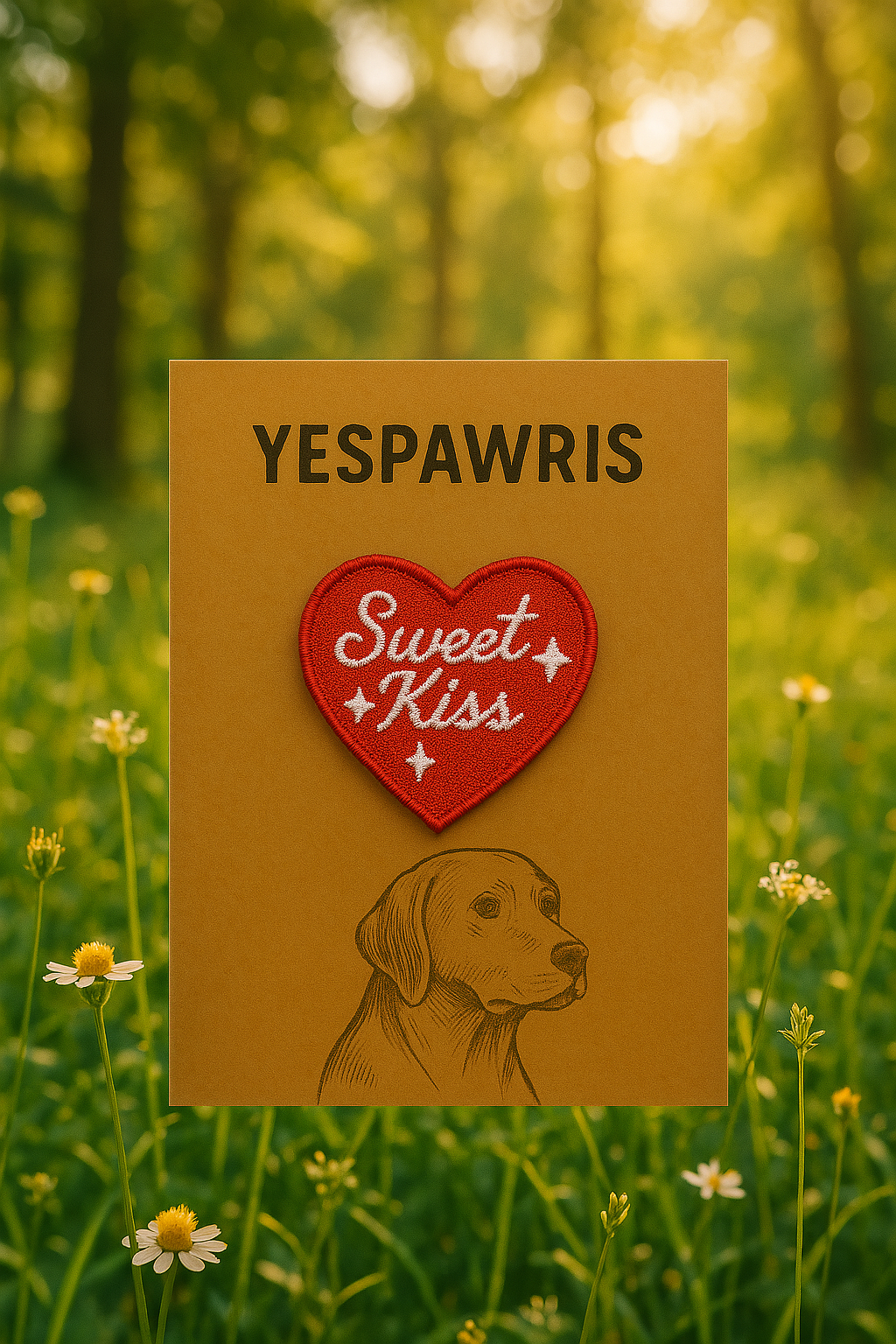 Sweet Kiss Köpek Arması - Tatlı ve Sevimli Nakış Arma | Ütü ile Yapışan Arma | YesPawris